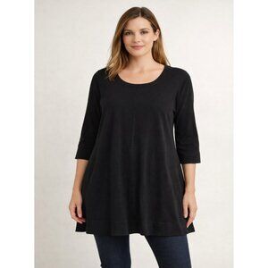 Womens Plus 2X  Flared Longline Tunic Sweater Jumper 3/4 Sleeves Stretch Lagenlk